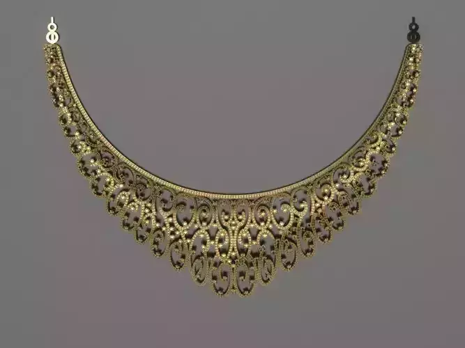 set diamont ornate gold necklace