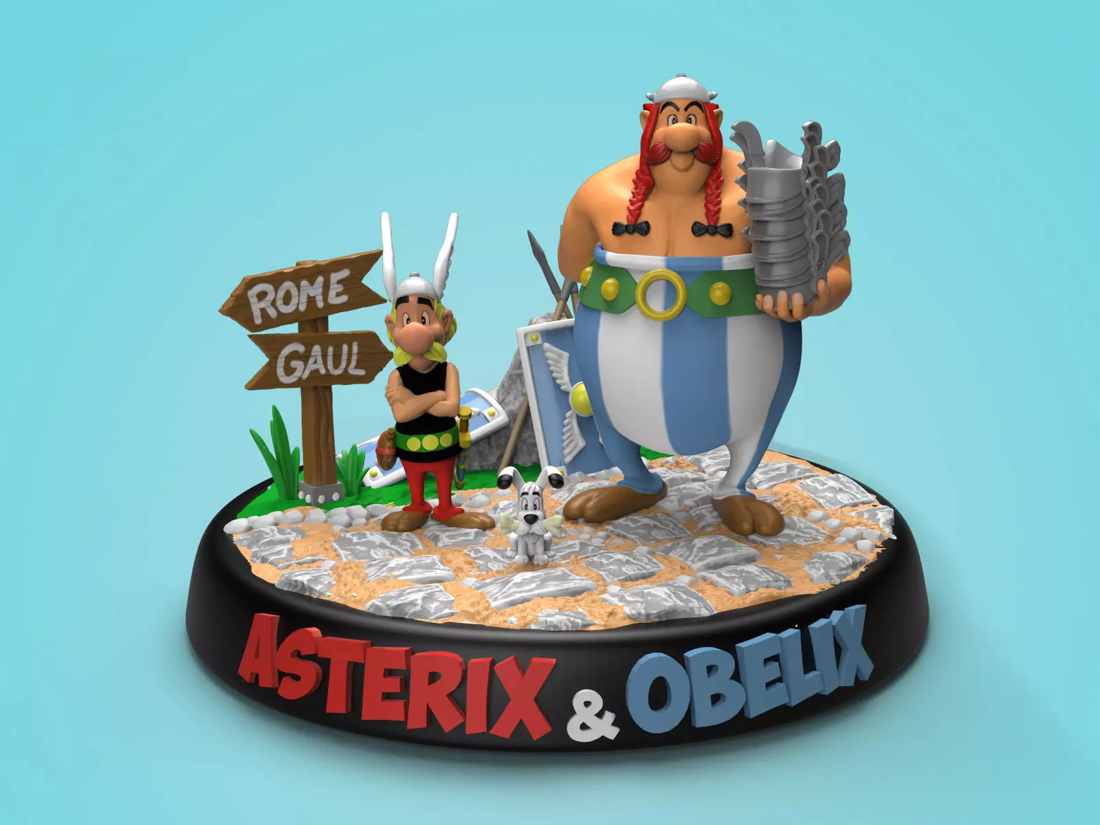 Asterix and Obelix diorama 3D print model