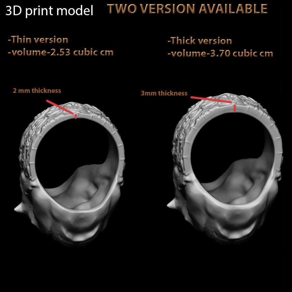 Skull vol4 ring jewelry 3D print model_3