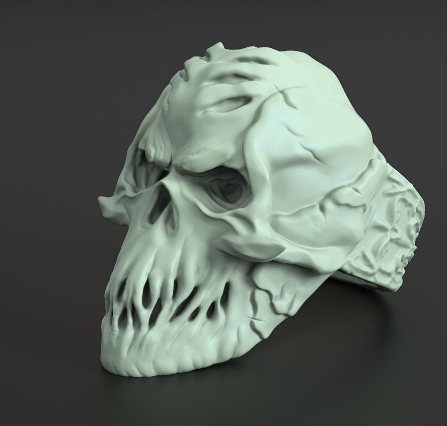 Skull vol4 ring jewelry 3D print model_1