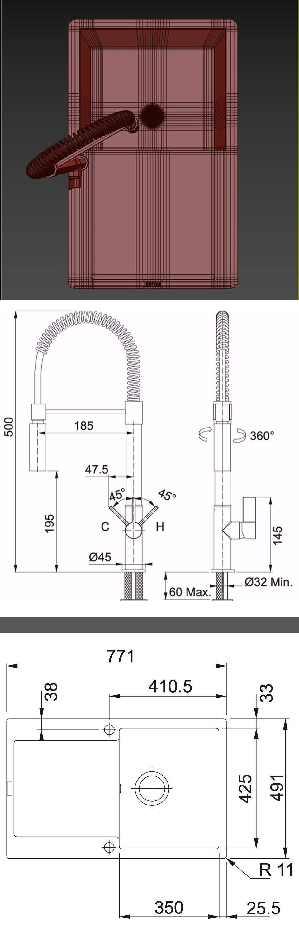 Franke Maris MRG 211-77 Sink with faucet Franke fox pro 3D model_2