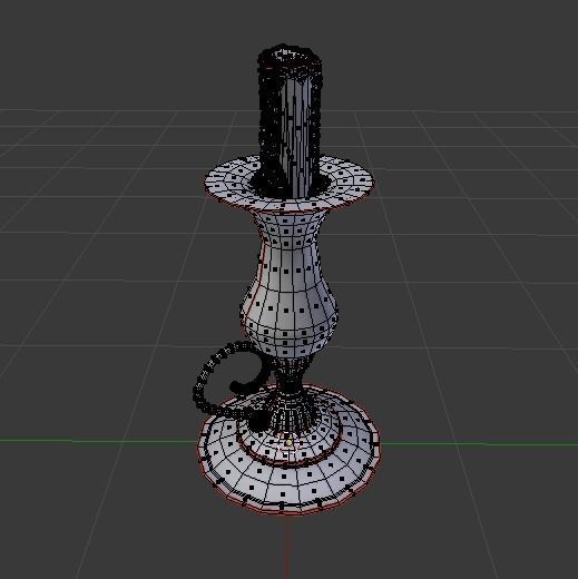 Old candle Low-poly 3D model_3