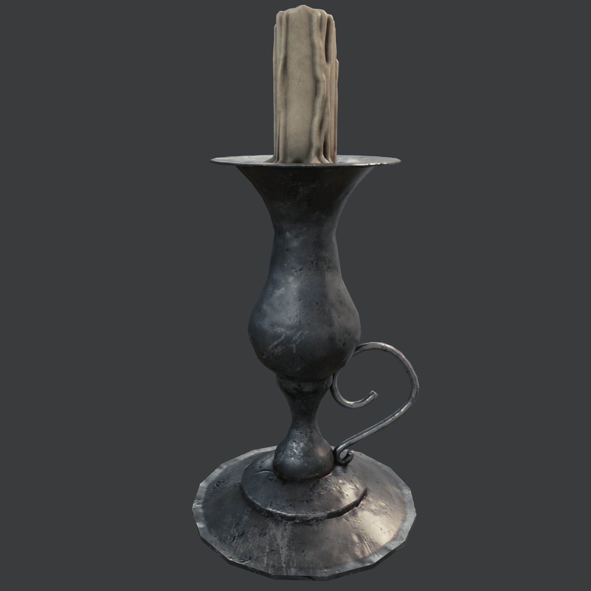 Old candle Low-poly 3D model_2