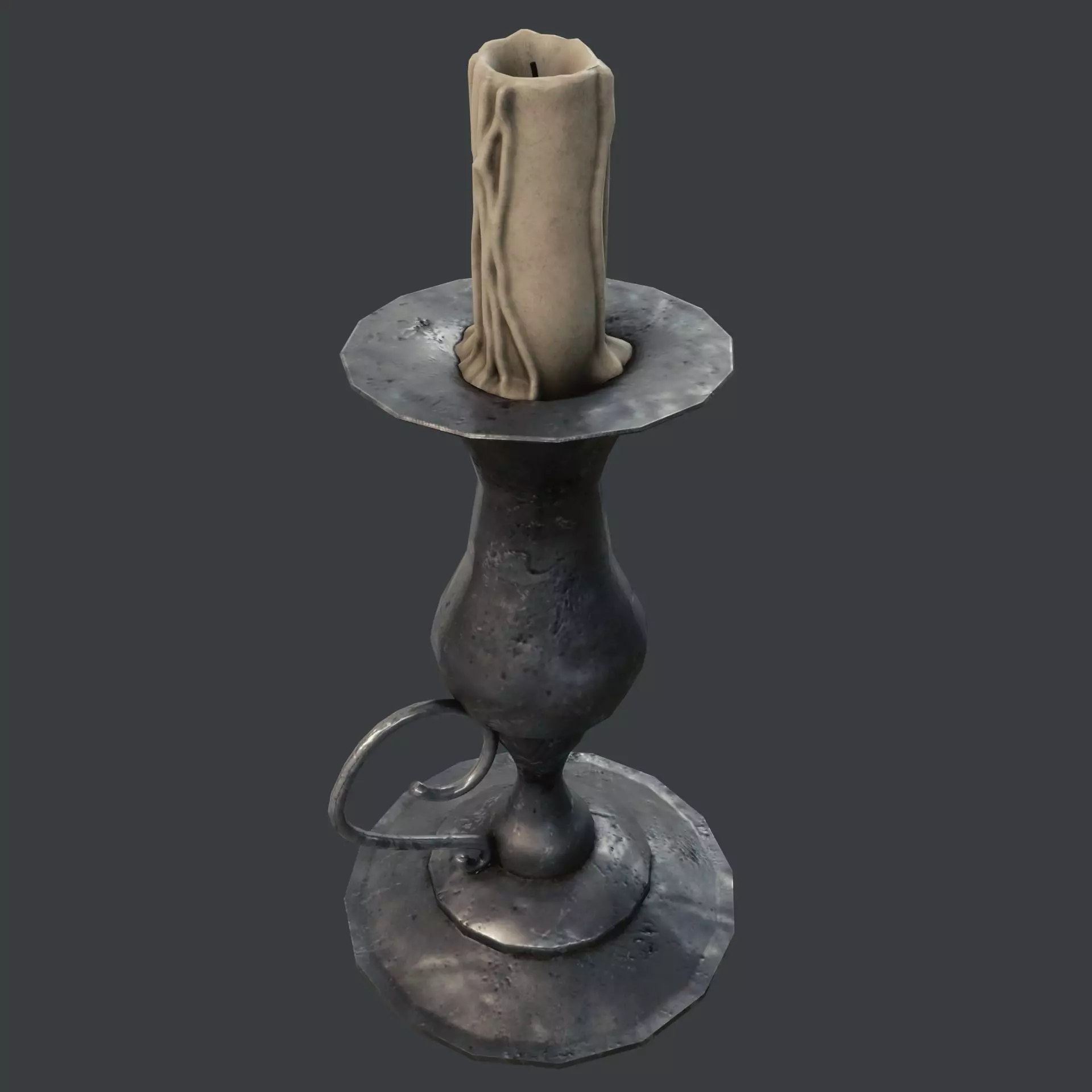Old candle Low-poly 3D model_0