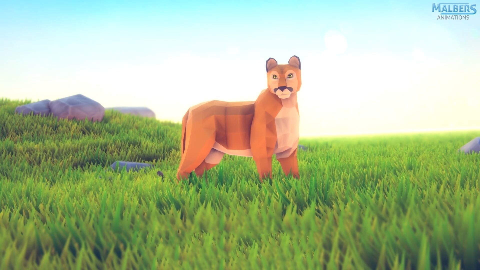 Poly Art Cougar Panther and Mountain Lion Low-poly 3D model_13