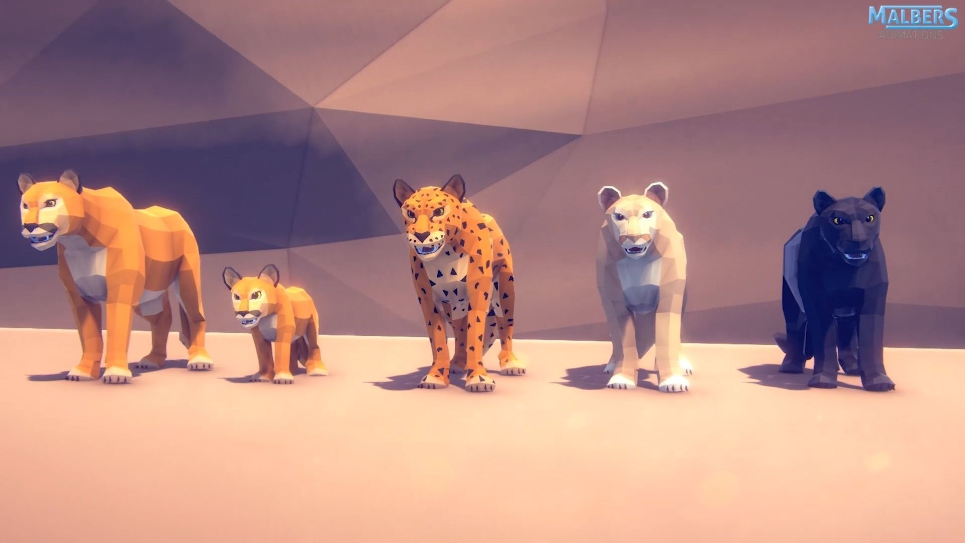 Poly Art Cougar Panther and Mountain Lion Low-poly 3D model_14