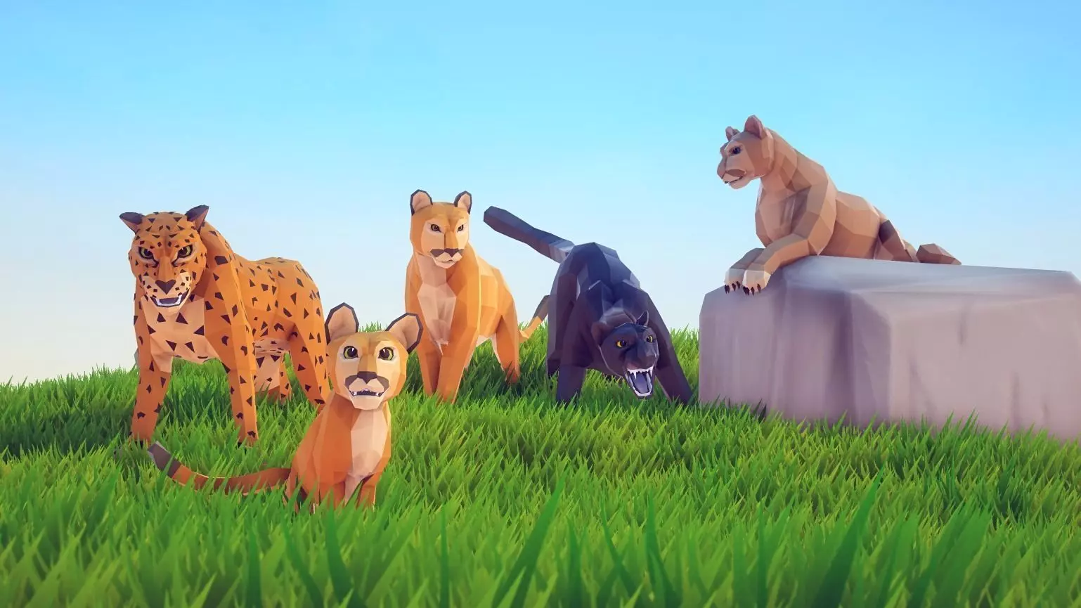 Poly Art Cougar Panther and Mountain Lion Low-poly 3D model_0