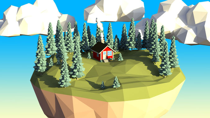 Low Poly Spruce Tree Set Low-poly 3D model
