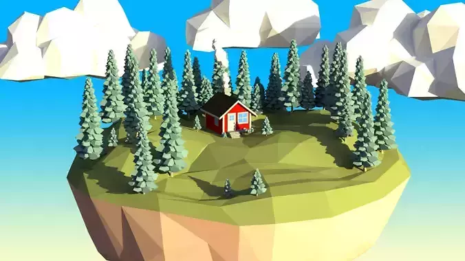 Low Poly Spruce Tree Set Low-poly 3D model