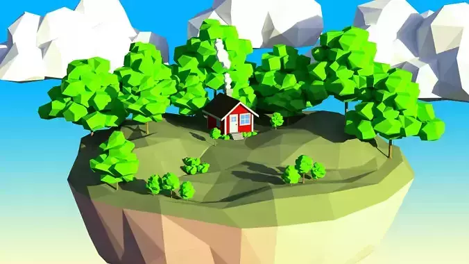 Low Poly Maple Tree Set