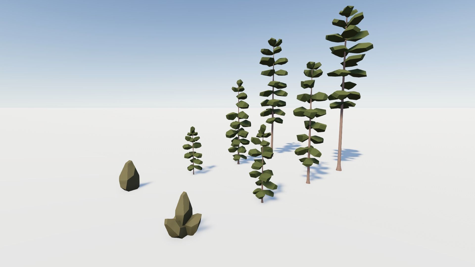 Low Poly Lodgepole Pine Tree Set Low-poly 3D model_1
