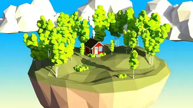 Low Poly Birch Tree Set