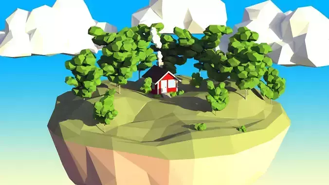 Low Poly Ash Tree Set