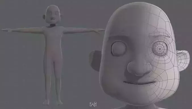 Base mesh old man character V04