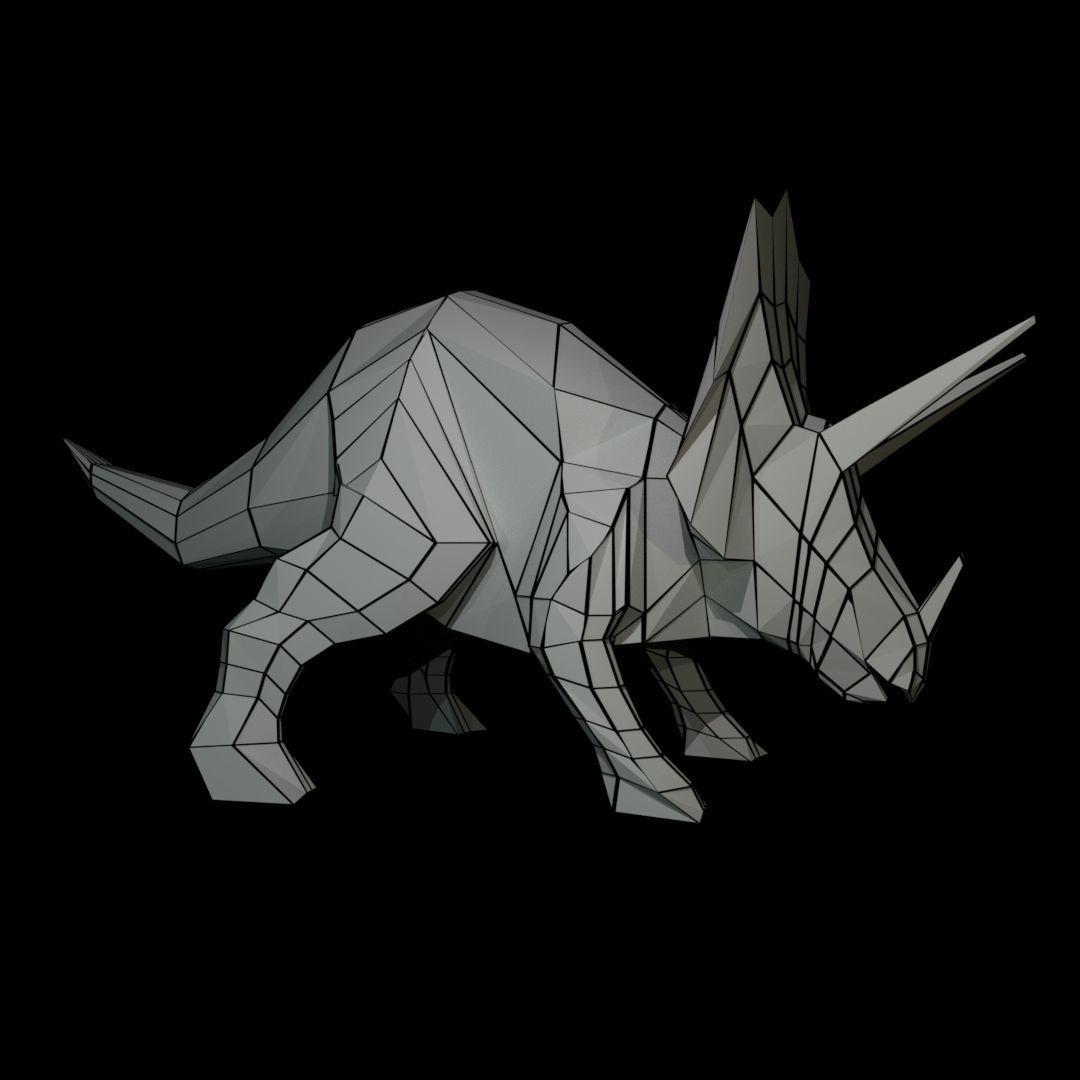 Low-poly Triceratops dinosaur Free low-poly 3D model_3