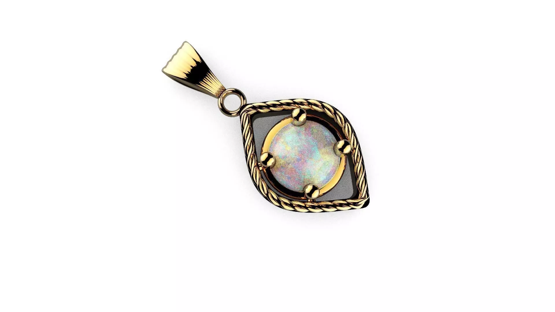 opal gold necklace 3D print model_0
