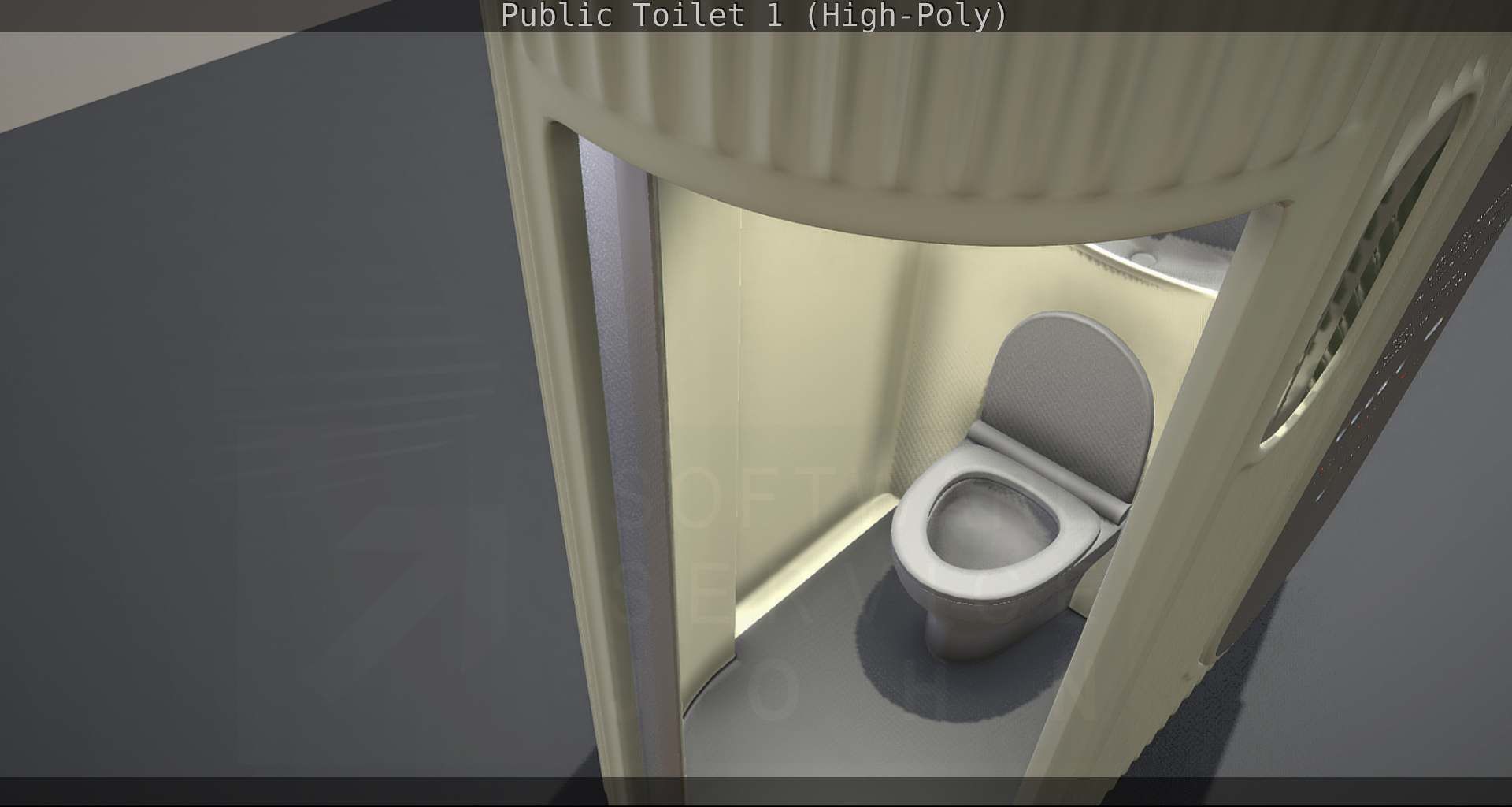 Public Toilet 1 - High-Poly Low-poly 3D model_37