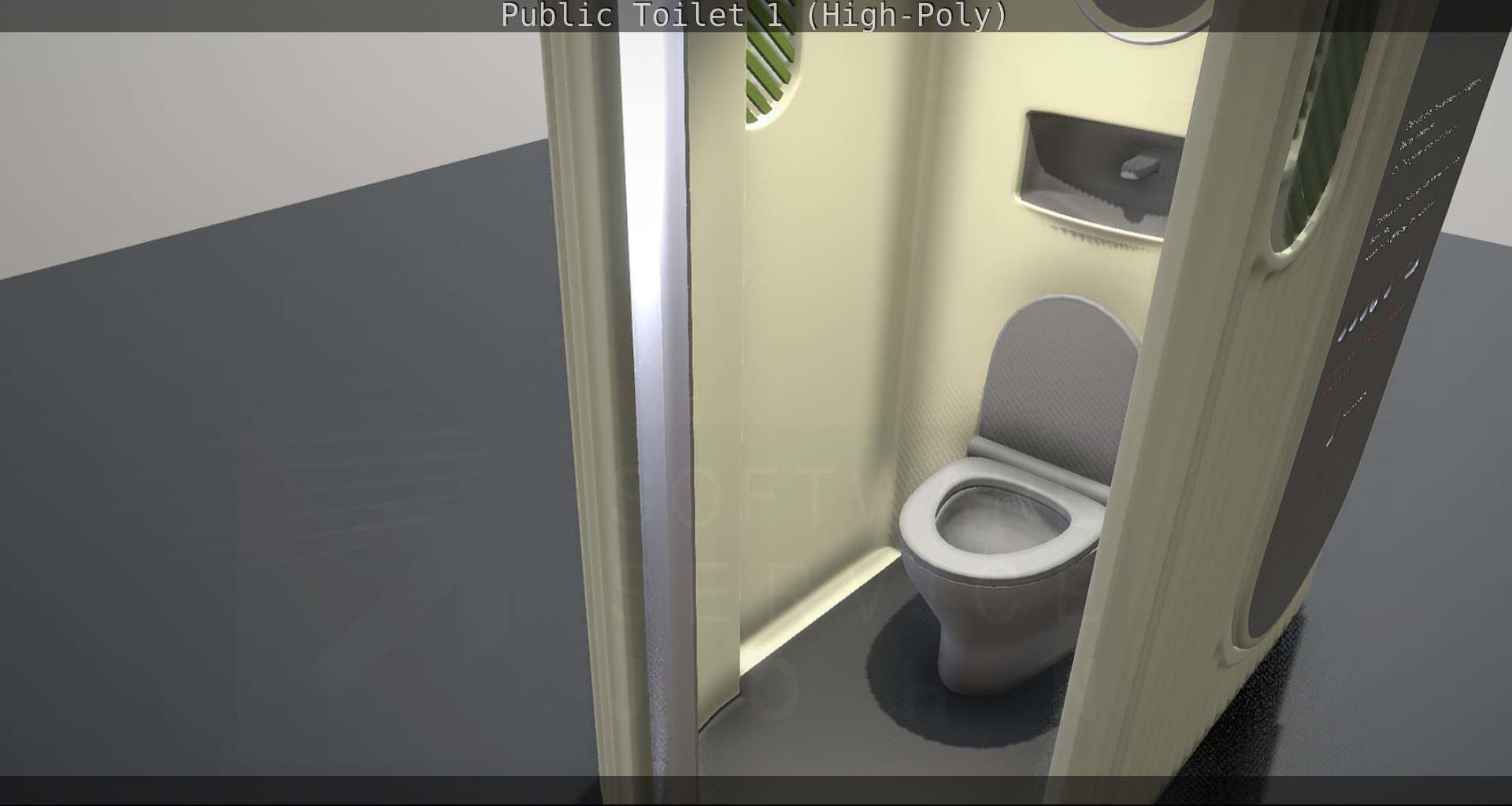 Public Toilet 1 - High-Poly Low-poly 3D model_36