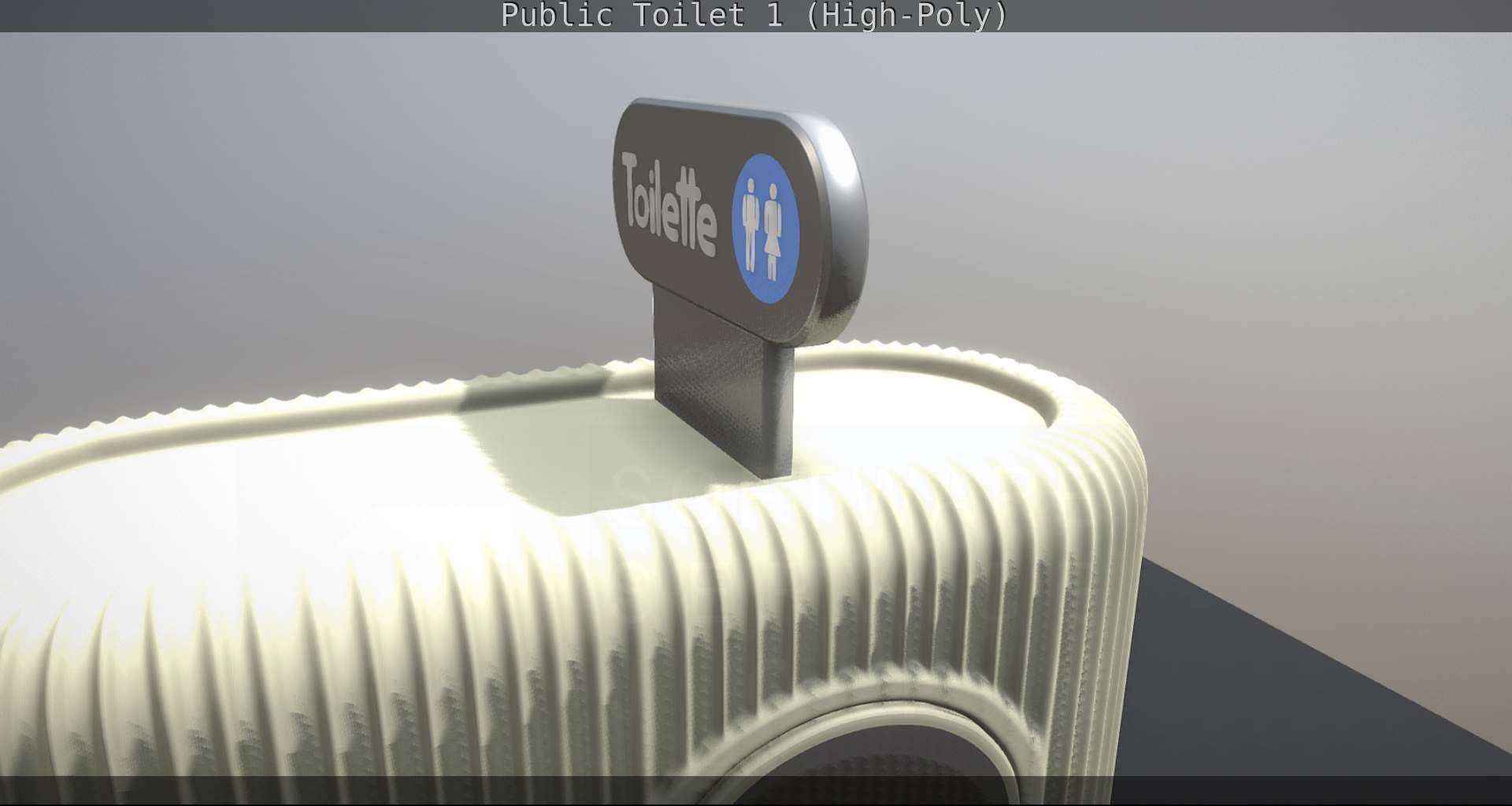 Public Toilet 1 - High-Poly Low-poly 3D model_112
