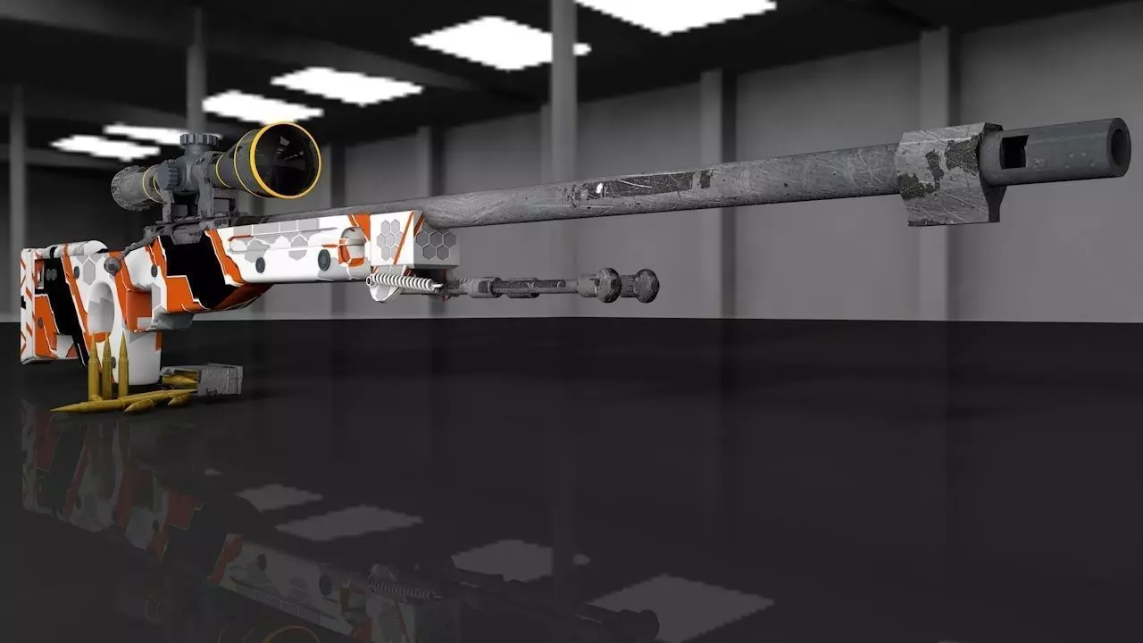 AWP model rifle with stripes Free 3D model_0