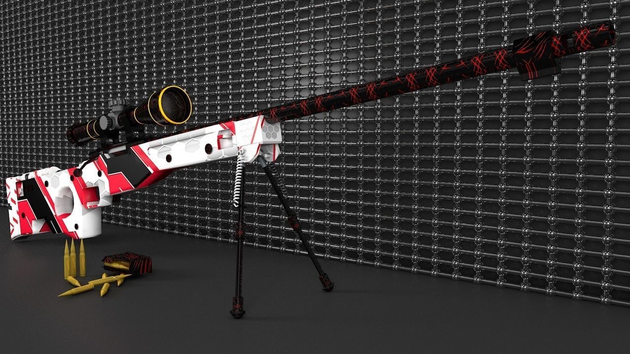 AWP model rifle with stripes Free 3D model_2