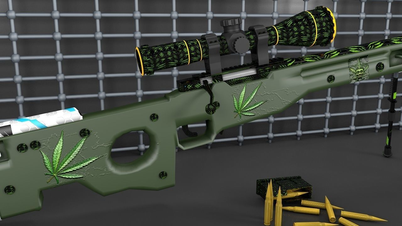 AWP model rifle with stripes Free 3D model_1