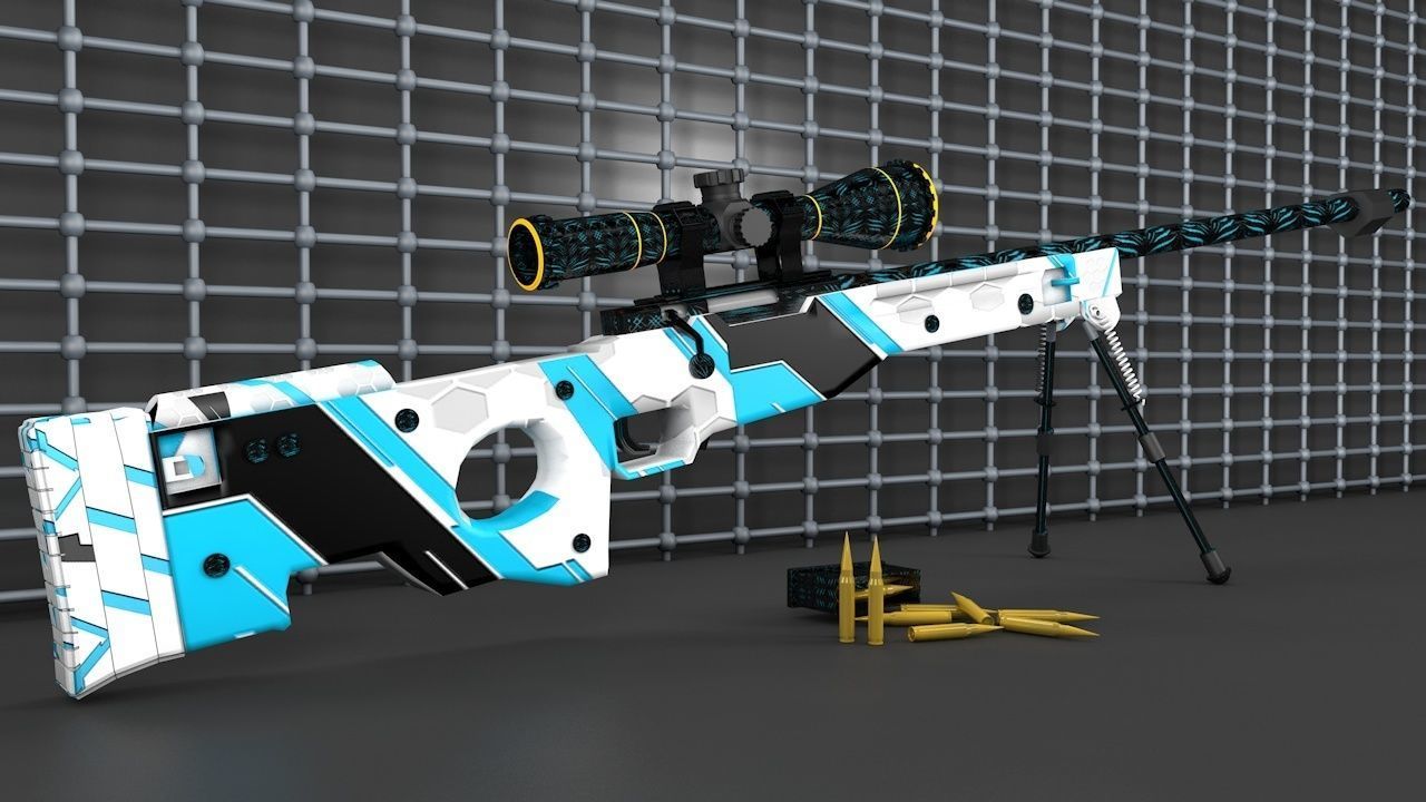 AWP model rifle with stripes Free 3D model_3