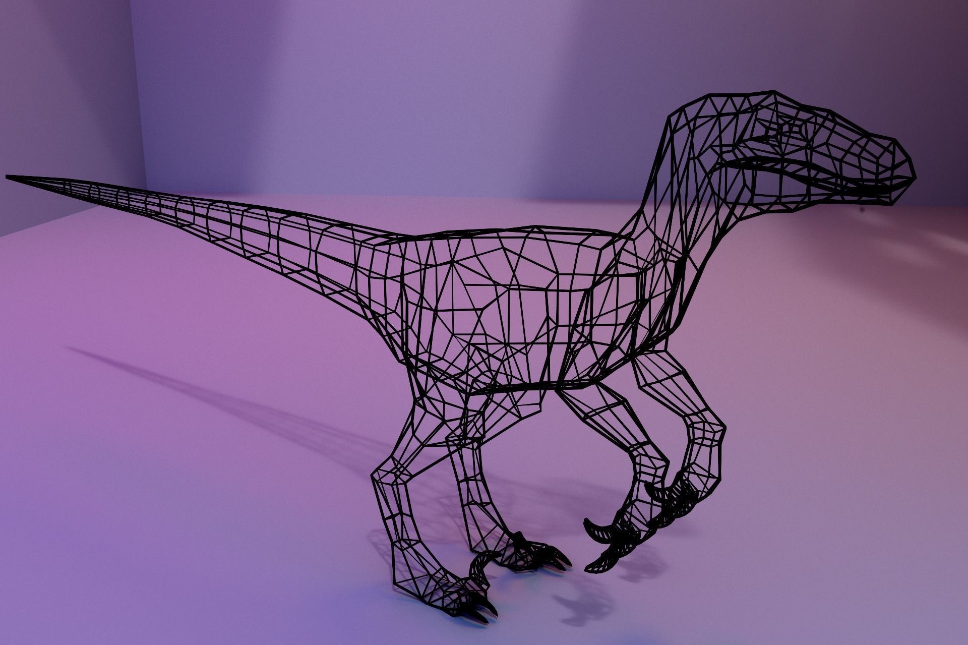 Low-poly Velociraptor polygonal dinosaur Low-poly 3D model_1