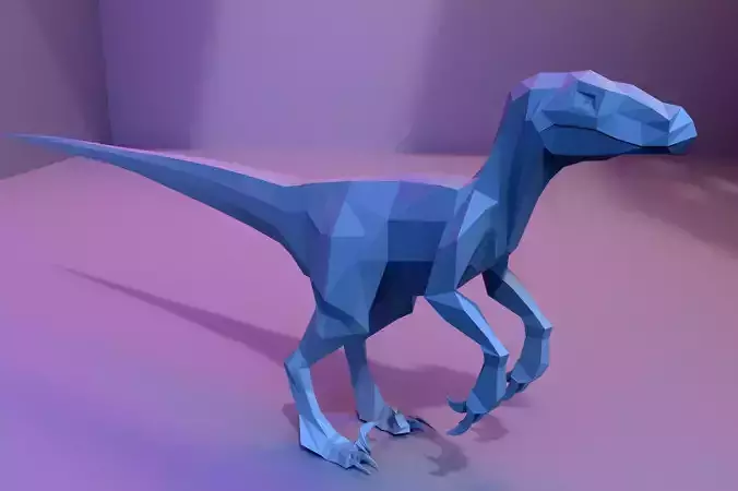 Low-poly Velociraptor polygonal dinosaur Low-poly 3D model