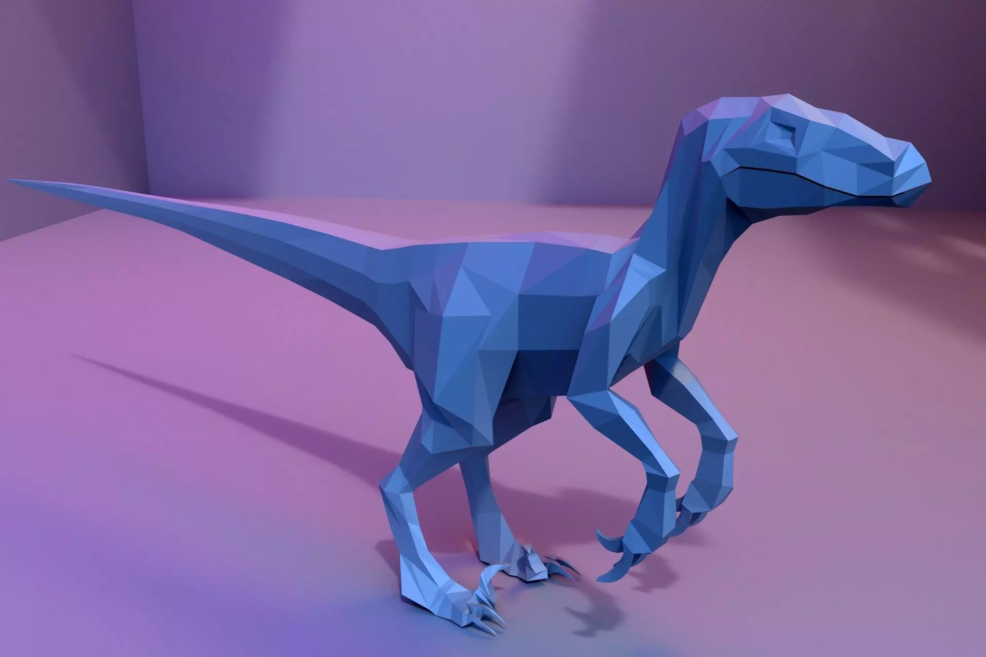 Low-poly Velociraptor polygonal dinosaur Low-poly 3D model_0