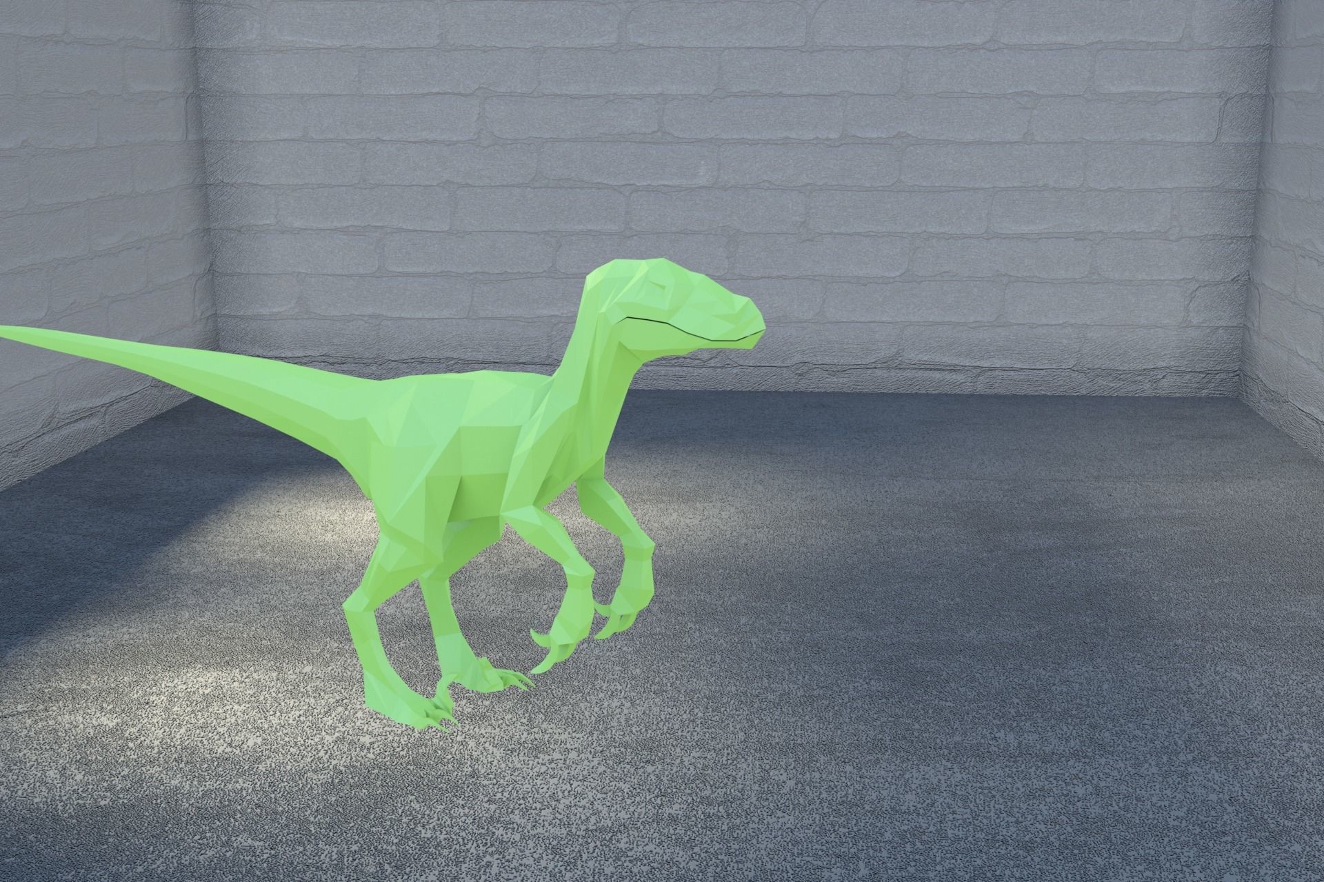 Low-poly Velociraptor polygonal dinosaur Low-poly 3D model_7