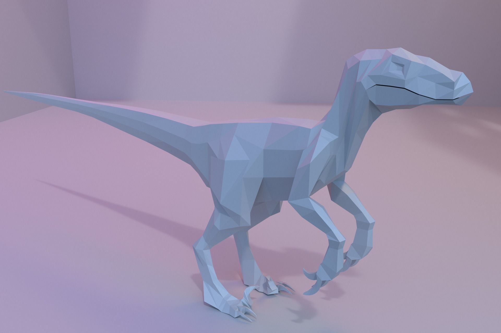 Low-poly Velociraptor polygonal dinosaur Low-poly 3D model_16