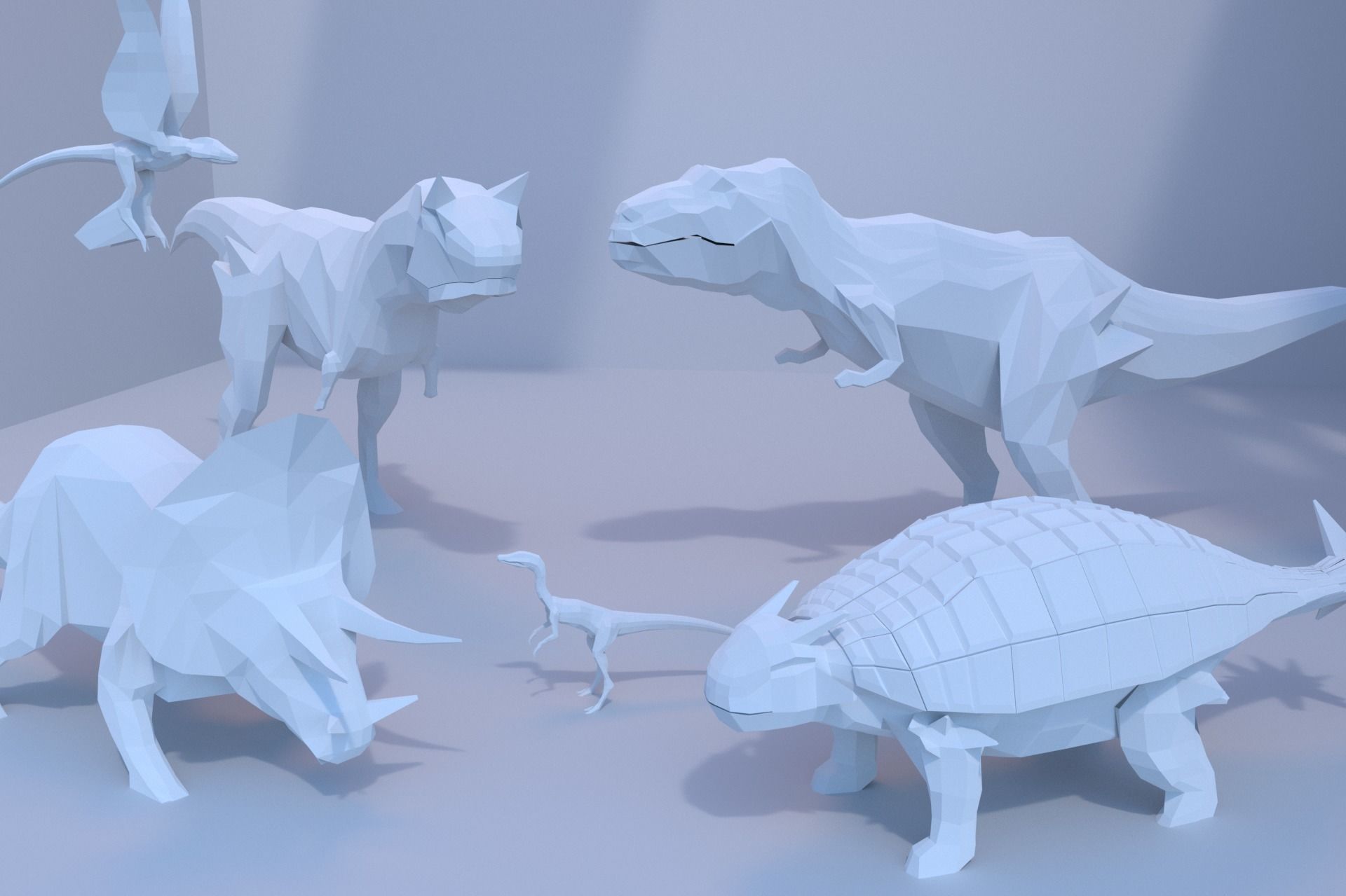 Low-Poly Dinosaur Collection polygonal t-rex _4