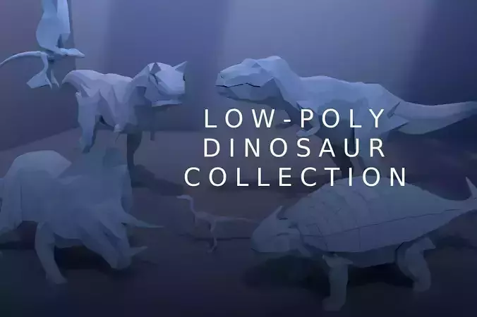 Low-Poly Dinosaur Collection polygonal t-rex 