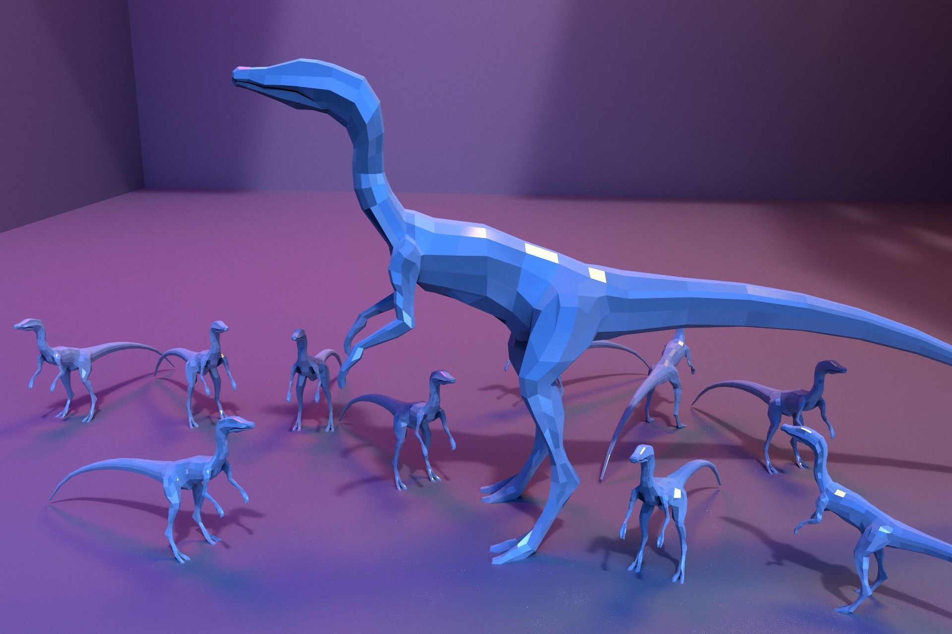 Low-Poly Dinosaur Collection polygonal t-rex _33