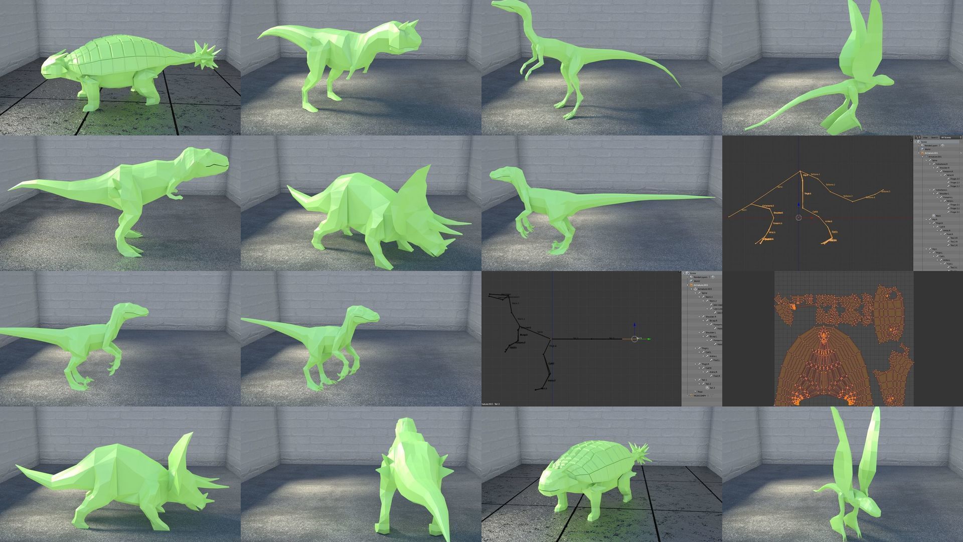 Low-Poly Dinosaur Collection polygonal t-rex _1