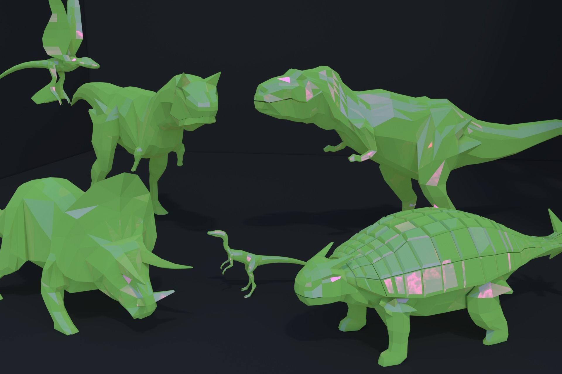 Low-Poly Dinosaur Collection polygonal t-rex _3