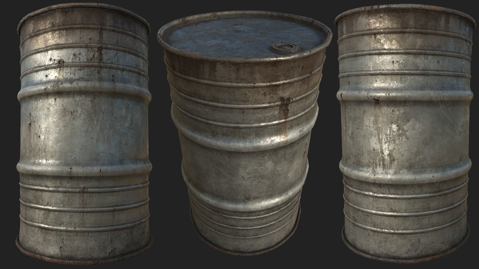 Explosive Barrels PBR Low-poly 3D model_1