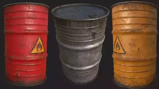 Explosive Barrels PBR Low-poly 3D model