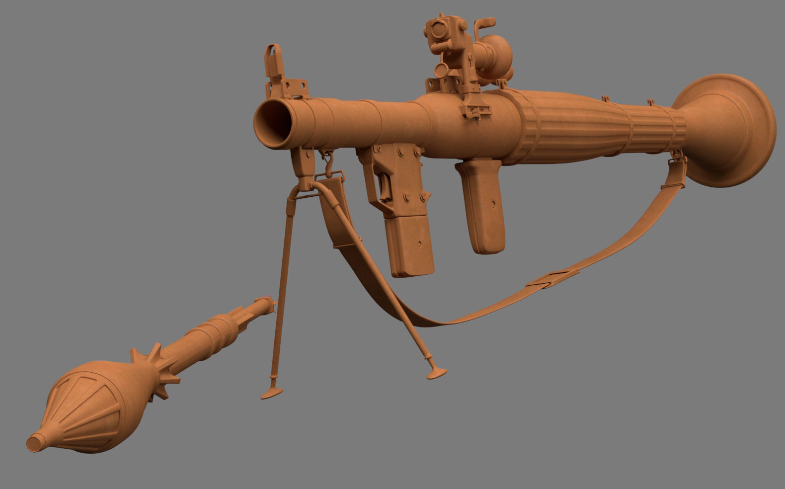 RPG Rocket Propelled Grenade Launcher Low-poly 3D model_6