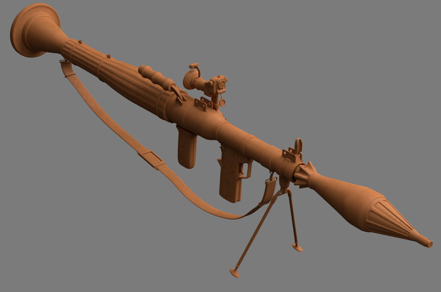 RPG Rocket Propelled Grenade Launcher Low-poly 3D model_4