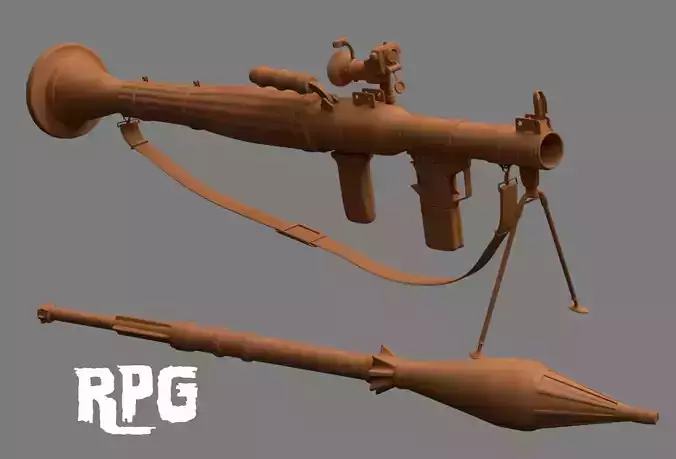 RPG Rocket Propelled Grenade Launcher Low-poly 3D model