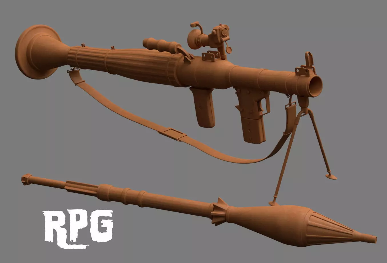 RPG Rocket Propelled Grenade Launcher Low-poly 3D model_0