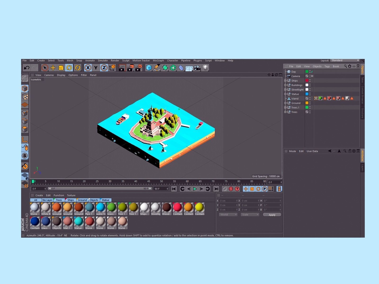 Low Poly Statue Of Liberty Scene Low-poly 3D model_7
