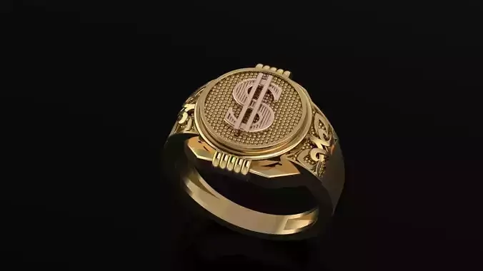 Dollar sign gents ring 3D print model