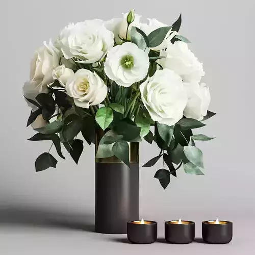 Flowers and candles 3D model