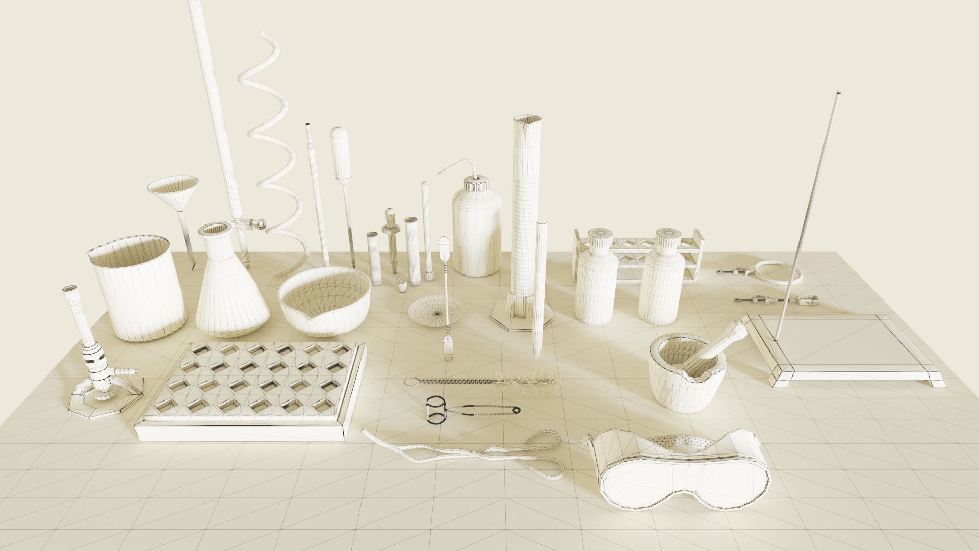 Chemistry equipment Low-poly 3D model_3