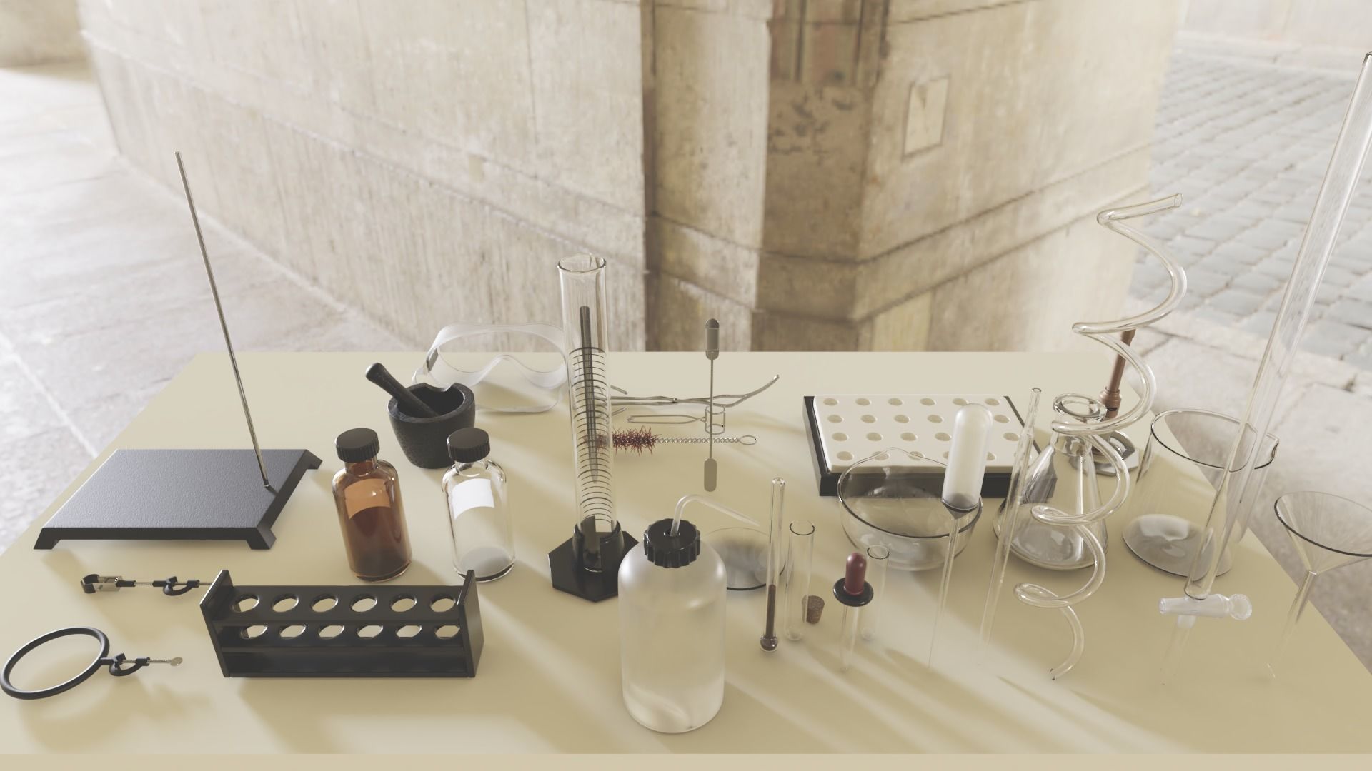 Chemistry equipment Low-poly 3D model_4