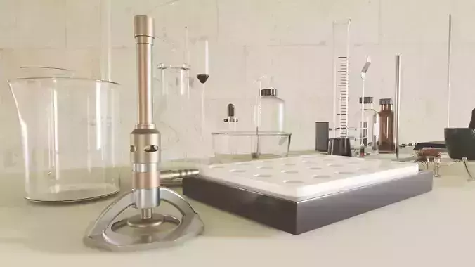 Chemistry equipment Low-poly 3D model