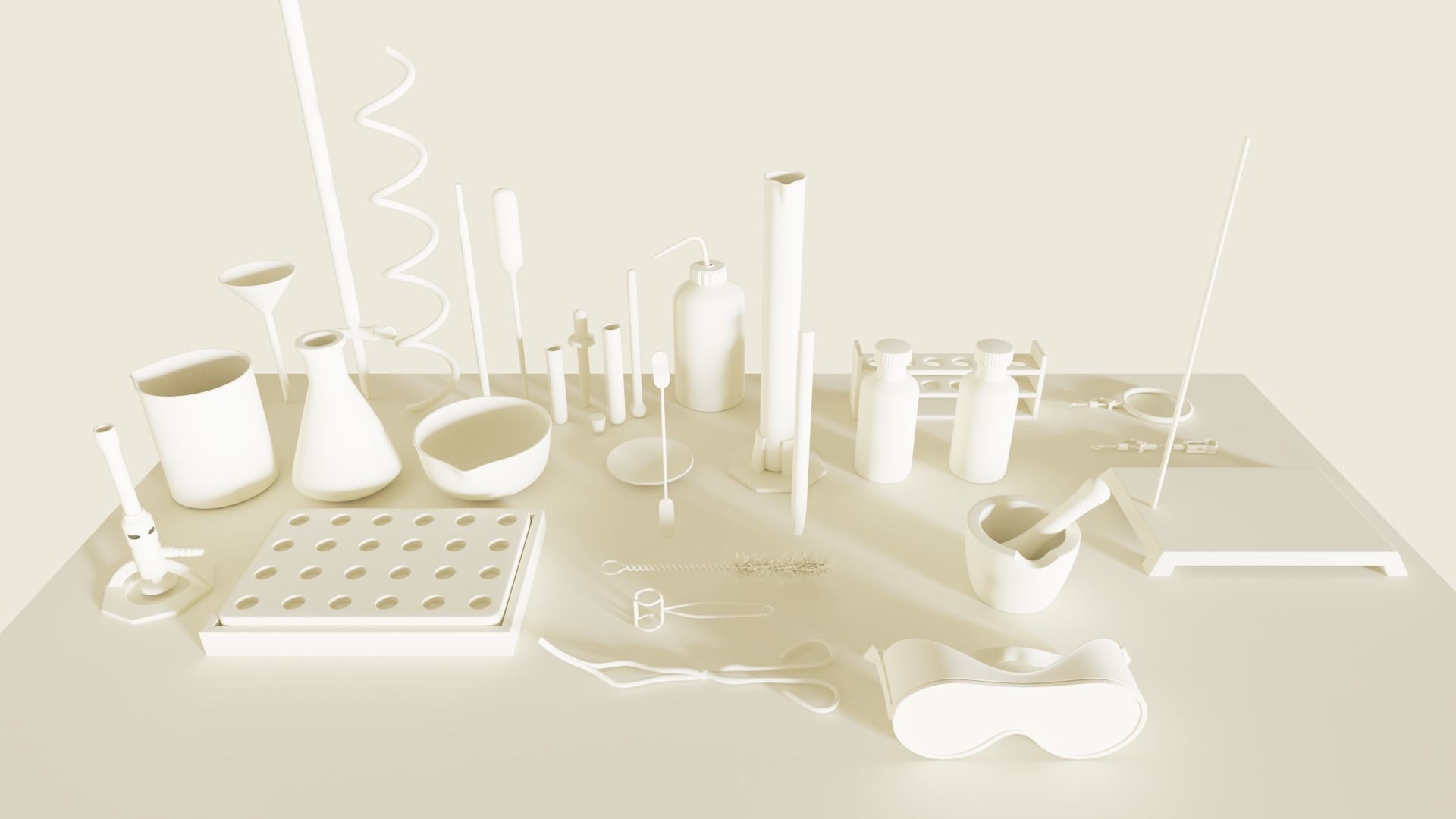 Chemistry equipment Low-poly 3D model_2